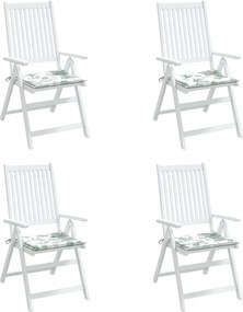 vidaXL Μαξιλάρια Καρέκλας 4 τεμ. Σχέδιο Φύλλων 40x40x3 εκ. Υφασμάτινα