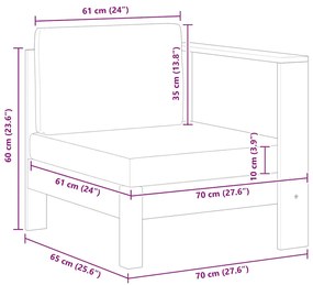 vidaXL Καναπές Μεσαίος με 1 Μπράτσο Σκούρο Γκρι από Μασίφ Ξύλο Ακακίας
