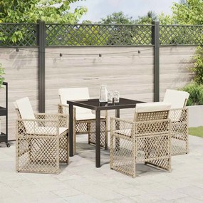 vidaXL Σέτ φαγητού για κήπο 5 pcs Μπεζ συνθετικό ρατάν