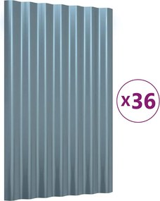 VidaXL Πάνελ Οροφής 36 τεμ. Γκρι 60 x 36 εκ. Γαλβανισμένος χάλυβας