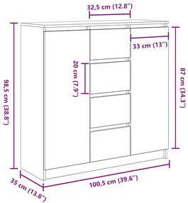 Συρταριέρα με Συρτάρια Τεχνίτης Δρυς 100,5x35x98,5 εκ. - Καφέ