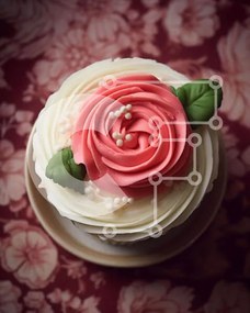 Σετ των 2 Intra Συλλεκτικό Ξύλινο Παζλ Plywood 4mm - Κομψό ροζ και λευκό cupcake Σε Ξύλινο Κουτί - Διαστάσεις: 10x10 cm – 25 κομμάτια