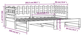 Καναπές Κρεβάτι Συρόμενος 2x(80x200) εκ. από Μασίφ Ξύλο Πεύκου - Καφέ