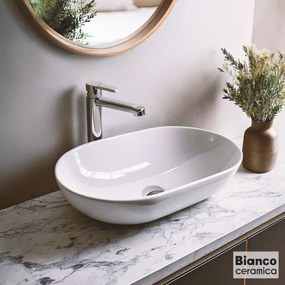 Bianco Ceramica Loop 32055 White 57,5x36,5 - Επιτραπέζιος νιπτήρας μπάνιου