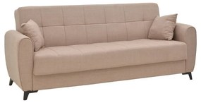 Sofa-bed with storage three-seater Lincoln beige fabric 225x85x90cm 225x75x85 εκ.