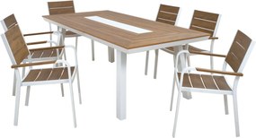 ΣΕΤ ΤΡΑΠΕΖΑΡΙΑΣ TABER HM10738.01 ΤΡΑΠΕΖΙ &amp; 6 ΠΟΛΥΘΡΟΝΕΣ-ΑΛΟΥΜΙΝΙΟ &amp; POLYWOOD-ΛΕΥΚΟ