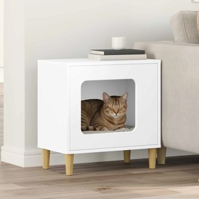 vidaXL Σπίτι Γάτας Λευκό 51 x 30 x 52 εκ. Επεξεργασμένο ξύλο