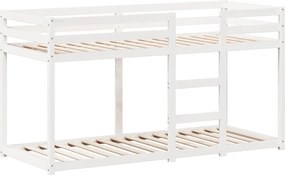 vidaXL Κουκέτα με Οροφή Λευκό 75x190 εκ. από Μασίφ Ξύλο Πεύκου