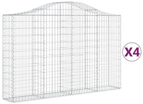 Συρματοκιβώτια Τοξωτά 4 τεμ. 200x30x120/140 εκ. Γαλβαν. Ατσάλι - Ασήμι