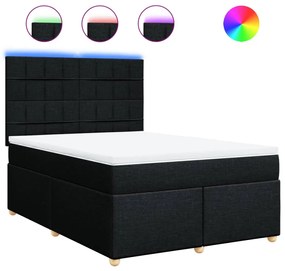 vidaXL Κρεβάτι Boxspring με Στρώμα Μαύρο 140x190 εκ. Υφασμάτινο