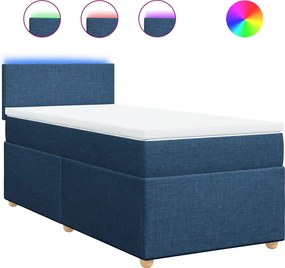 vidaXL Κρεβάτι Boxspring με Στρώμα Μπλε 90x190 εκ.Υφασμάτινο