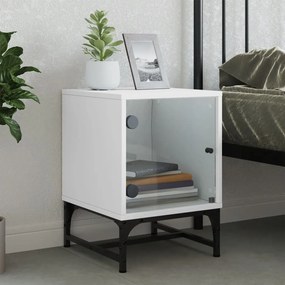 vidaXL Κομοδίνο Λευκό 35x37x50 εκ. με Γυάλινη Πόρτα