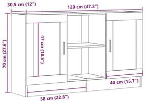 Μπουφές Αρτισιανή Δρυς 120x30,5x70εκ. από Επεξεργασμένο Ξύλο - Καφέ