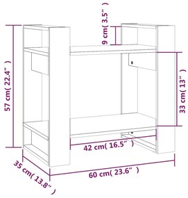 Βιβλιοθήκη/Διαχωριστικό Χώρου Μαύρο 60x35x57 εκ. Μασίφ Πεύκο - Μαύρο