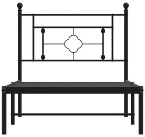 vidaXL Πλαίσιο Κρεβατιού με Κεφαλάρι Μαύρο 100 x 190 εκ. Μεταλλικό
