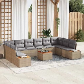 vidaXL Σετ Καναπέ Κήπου 10 pcs Μπέζ και Ανοιχτό Γκρι Πολυρατάν