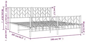 Πλαίσιο Κρεβατιού με Κεφαλάρι&amp;Ποδαρικό Μαύρο 193x20 εκ. Μέταλλο - Μαύρο