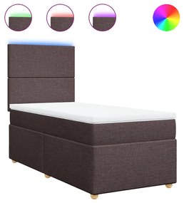 vidaXL Κρεβάτι Boxspring με Στρώμα Σκούρο Καφέ 90x190 εκ. Υφασμάτινο