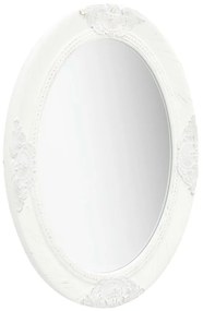 vidaXL Καθρέφτης Τοίχου με Μπαρόκ Στιλ Λευκός 50 x 70 εκ.