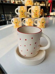 Stewehome Σετ κεραμικό φλιτζάνι καφέ με θέμα Χριστουγέννων Λευκό