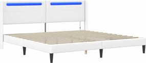 vidaXL Σκελετός Κρεβατιού με κεφαλάρι Λευκό 180 x 200 cm Τεχνητό Δέρμα