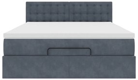 vidaXL Οθωμανικό κρεβάτι με στρώμα σκούρο γκρι 140x200cm Βελούδο