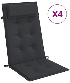 vidaXL Μαξιλάρια Καρέκλας με Πλάτη 4 τεμ. Μαύρα από Ύφασμα Oxford