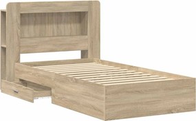 vidaXL Σκελετός κρεβατιού με αποθήκευση Sonoma Δρυς 75 x 190 cm