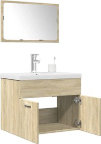 vidaXL Σετ Επίπλων Μπάνιου 3 Τεμαχίων Sonoma Δρυς Επεξεργασμένο Ξύλο