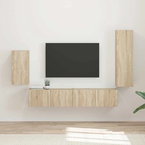 vidaXL Σετ επίπλου τηλεόρασης 4 pcs Δρύς Sonoma Επεξεργασμένο ξύλο