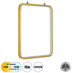 Κρεμαστό Φωτιστικό Οροφής Ορθογώνιο LED 18W 1980lm NEROBA Globostar-61305-Χρυσό 61305
