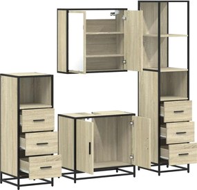 vidaXL Σετ Επίπλων Μπάνιου 4 Τεμαχίων Sonoma Δρυς Επεξεργασμένο Ξύλο