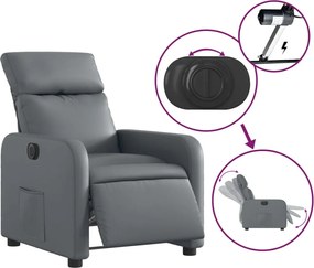 vidaXL Πολυθρόνα Ηλεκτρική Ανακλινόμενη Γκρι από Συνθετικό Δέρμα