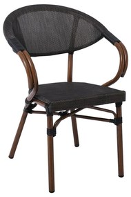 WOODWELL Ε286COSTA Πολυθρόνα Dining Αλουμινίου, Απόχρωση Καρυδί Textilene Μαύρο 58x57x83cm Ε286