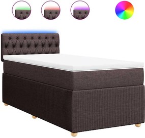 vidaXL Κρεβάτι Boxspring με Στρώμα Σκούρο Καφέ 80x200 εκ. Υφασμάτινο