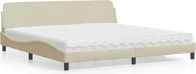 vidaXL Κρεβάτι με Στρώμα Dover Κρεμ 200x200 εκ. Υφασμάτινο