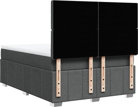 vidaXL Κρεβάτι Boxspring με Στρώμα Σκούρο Γκρι 140x200 εκ Υφασμάτινο