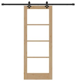 vidaXL Συρόμενη Πόρτα ORKDAL Καφέ 78 x 202 εκ. Ξύλο και μέταλλο