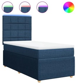 vidaXL Κρεβάτι Boxspring με Στρώμα Μπλε 100 x 200 εκ. Υφασμάτινο