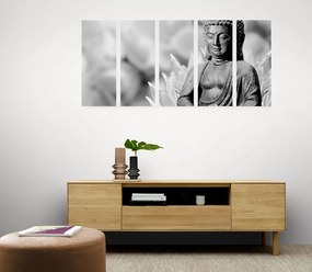 Εικόνα 5 μερών ειρηνικός Βούδας σε ασπρόμαυρο - 100x50