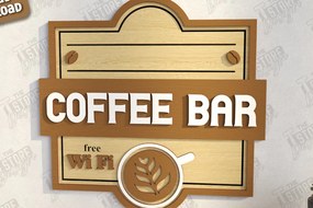 Intra απο ξύλο plywood 3mm-4mm πάχος - Coffee Bar Sign Laser Cut | Καφενείο Δίασταση 30x20 cm INTRAFABR-123563839