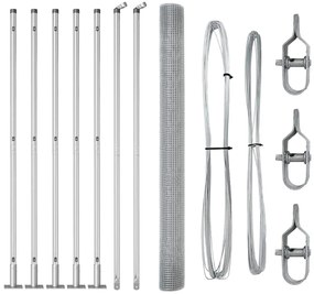 vidaXL Στύλος Περιφράξεων Ασημί 10 x 1,5 μ (πλέγμα 25 x 25 mm) Ατσάλι