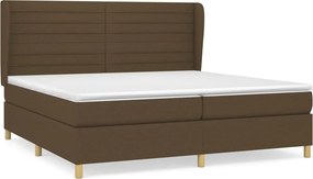 vidaXL Κρεβάτι Boxspring με Στρώμα Σκούρο Καφέ 200x200 εκ. Υφασμάτινο