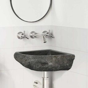 vidaXL Κρεμαστή Γωνιακή Λεκάνη Γκρι (30-37) x (30-37) x 12 εκ.
