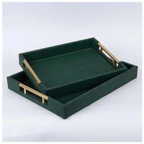 Δισκοi σετ 2τμχ Pu Σκούρο Πράσινο 40x30x4.5 34x24x5.5cm 752-16105 Estheti-752-16105-Πράσινο 752-16105