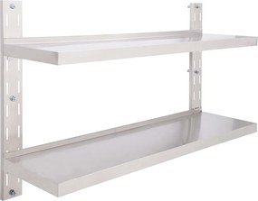 vidaXL Ράφι Τοίχου 2 Επιπέδων 120 x 30 εκ. από Ανοξείδωτο Ατσάλι