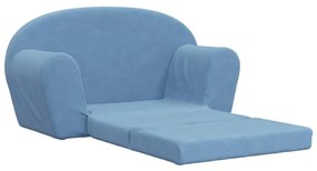 vidaXL Καναπές/Κρεβάτι Παιδικός Διθέσιος Μπλε Μαλακό Βελουτέ Ύφασμα