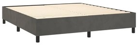 Κρεβάτι Boxspring με Στρώμα Σκούρο Γκρι 200x200 εκ. Βελούδινο - Γκρι