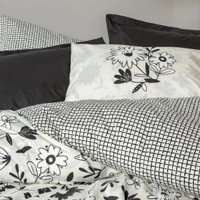 Σετ κλινοσκεπασμάτων Cotton Box 129CTN4831, 100% βαμβάκι, 4 τεμάχια, κάλυμμα 200x220 cm, σεντόνι 240x260 cm, μαξιλαροθήκη 50x70 cm, λευκό/μαύρο