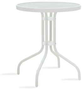 Τραπέζι κήπου Watson pakoworld μέταλλο λευκό-γυαλί Φ60x70εκ - 130-000001